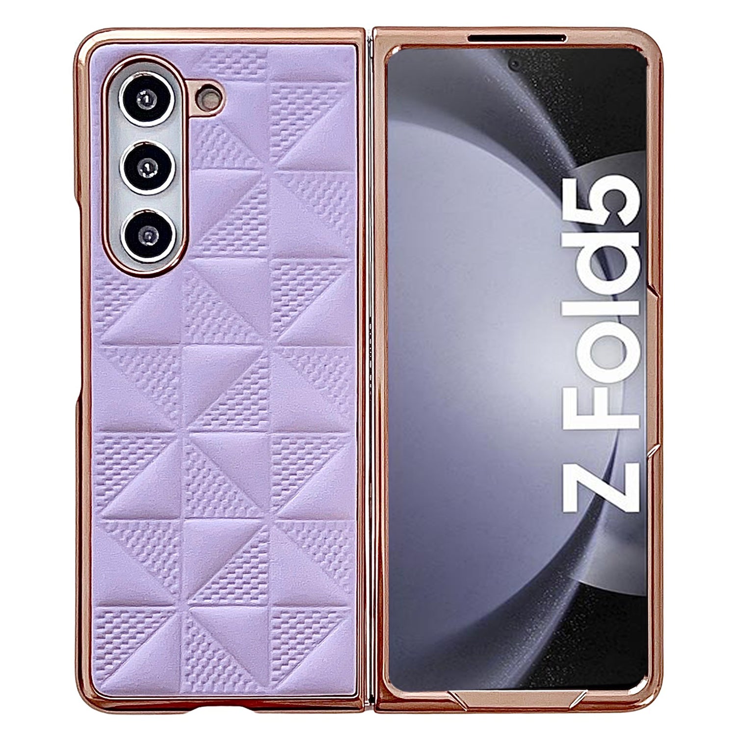 For Samsung Galaxy Z Fold5 5G PU Leather Coated PC Phone Case Grid Pattern Electroplating Cover For Samsung Galaxy Z Fold5 5G PU Leather Coated PC Phone Case Grid Pattern Electroplating Cover